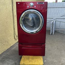 LG Tromm Front Load Dryer With Pedestal  Cherry Red