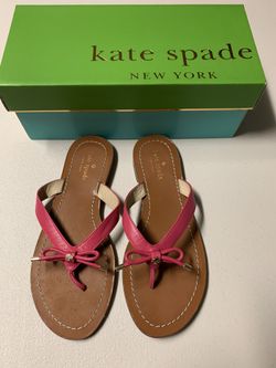 KATE SPADE NEW YORK CENA DEEP PINK BOW FLATS SANDALS