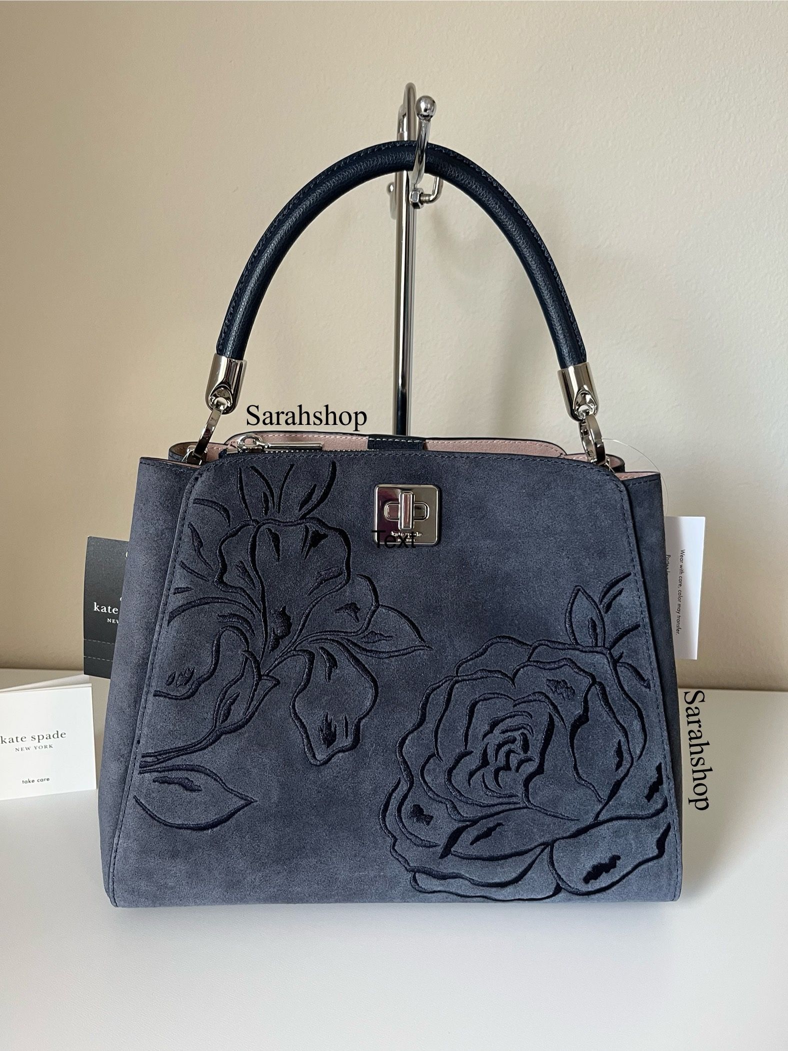 Kate Spade Phoebe Suede Embroidered Medium Top Handle Bag