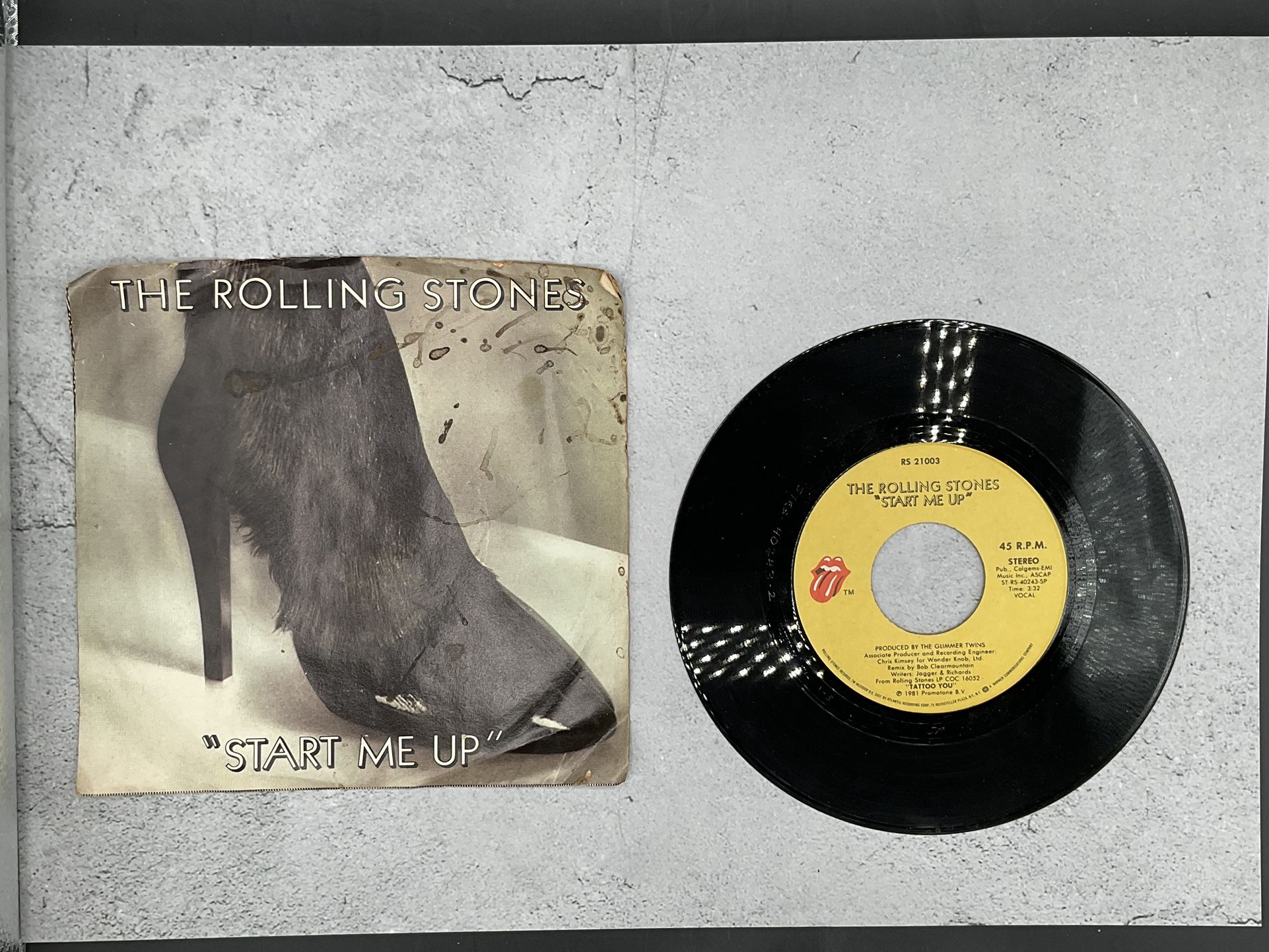 The Rolling Stones “Start Me Up” 45 Vinyl Record
