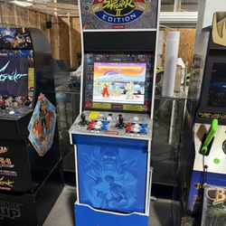 Big Blue Street Fighter II Arcade 1Up W/Riser (12 Games) - Delivery Available!