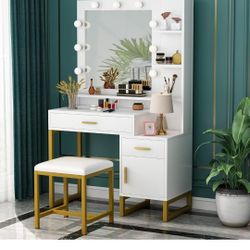 White and Gold Vanity