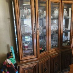 China Cabinet Bernhardt Pecan Wood