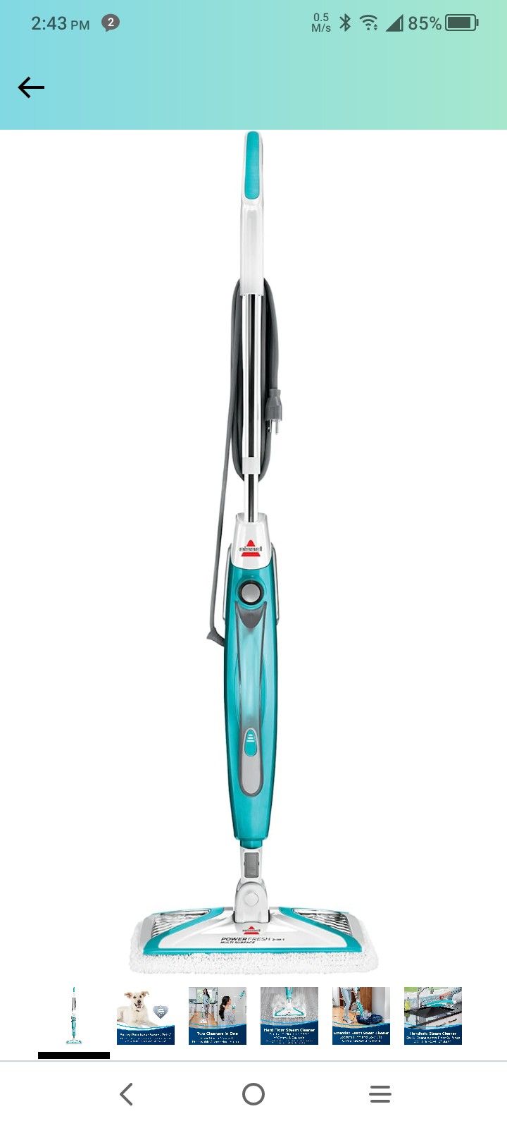 Powerfresh 2 In 1 Swivel Lightweight Steam Mop 2814 