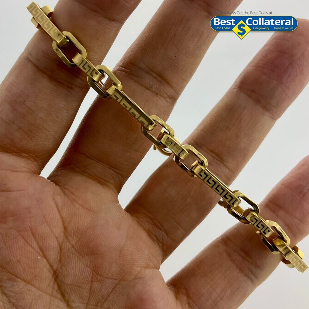 8.5 Inch 18k Gold Versace Style Bracelet 