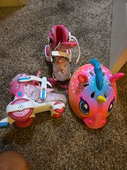 Kids roller skates and helmet