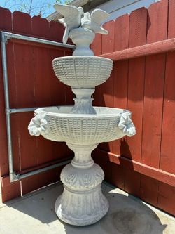 Two-Tier Bird Concrete Water Fountain 5'10"