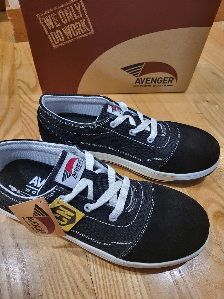 Avenger Work Boot Safety Toe Sneaker Shoe Women Size 8 M Rubber Midsole Lace-up 