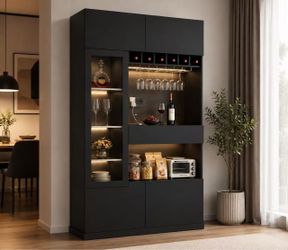 Modern E-Shaped Kitchen & Wine Storage Cabinet – New