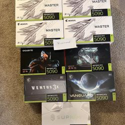 5090 GPUs Nvidia Msi Gigabyte Asus White and Black