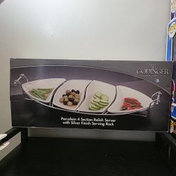 NIB Godinger Porcelain 4 Section Relish Server