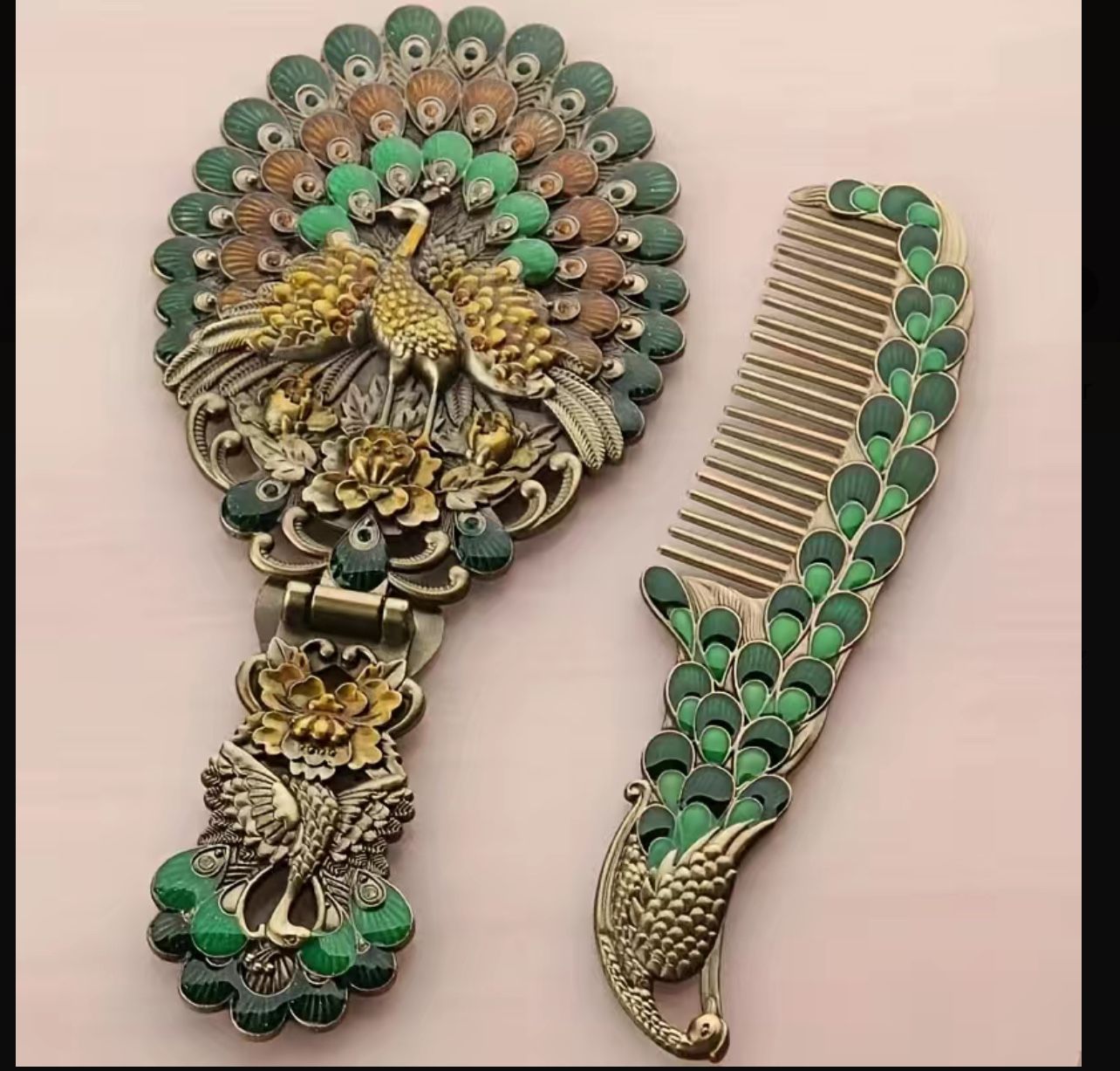 Mirror Comb Set, Peacock