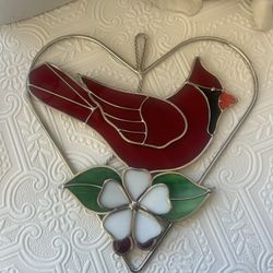 Beautiful Cardinal Stained Glass Suncatcher