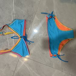 benedetta blue glazed bikini set size medium adjustable reversible new with tags