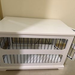 White furniture dog crate