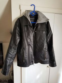 Black leather biker jacket