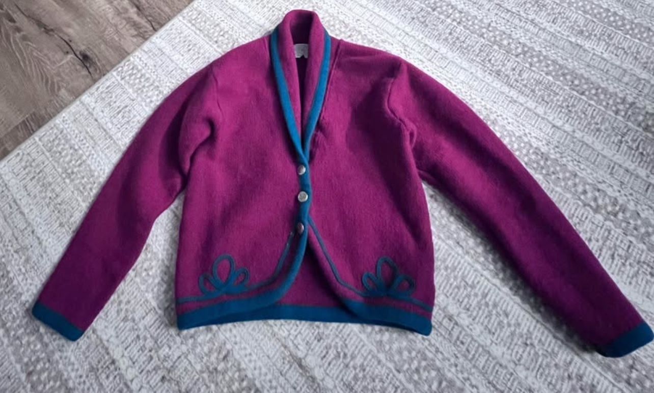 Vintage Pendleton Deadstock Pink Wool 80’s Teal Cowl Neck Women’s Sweater