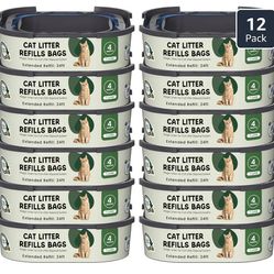 Cat Litter Refill Bags Cartridge Compatible with Litter Cat Genie Standard, Plus, XL+ and XL Pail Refills, Pet Waste Bags Box Accessories, Pack of 12
