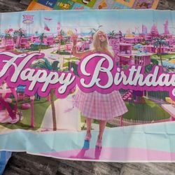 Barbie Birthday Backdrop And Banner