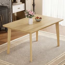 Homy Casa Megara 47.2" Rectangular Dining Table, Farmhouse Wood Kitchen Table with Rubberwood Legs, Natural