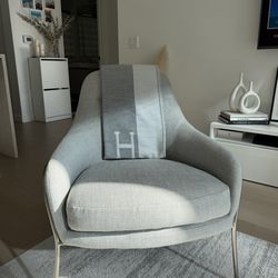 West Elm living room gray chair