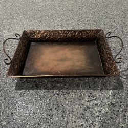 Bronze Decorative Tray with Handles