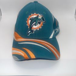 Vintage 90's Miami Dolphins Multi Color Shark Tooth NFL  Apparel Hat Reebok