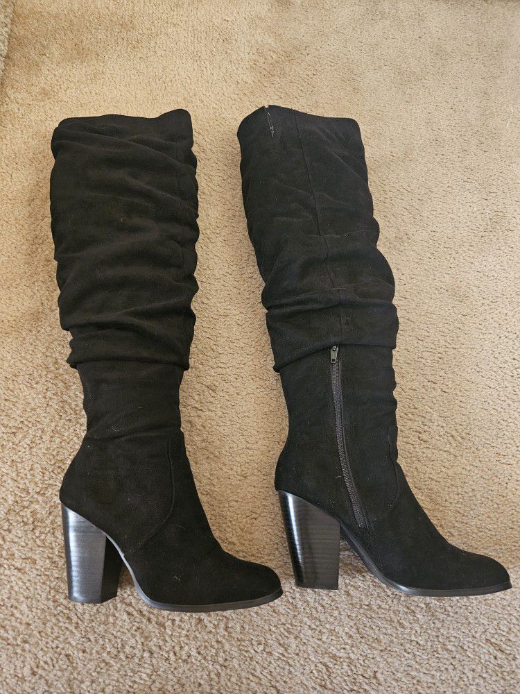 Over the knee suede black boots,  size 7