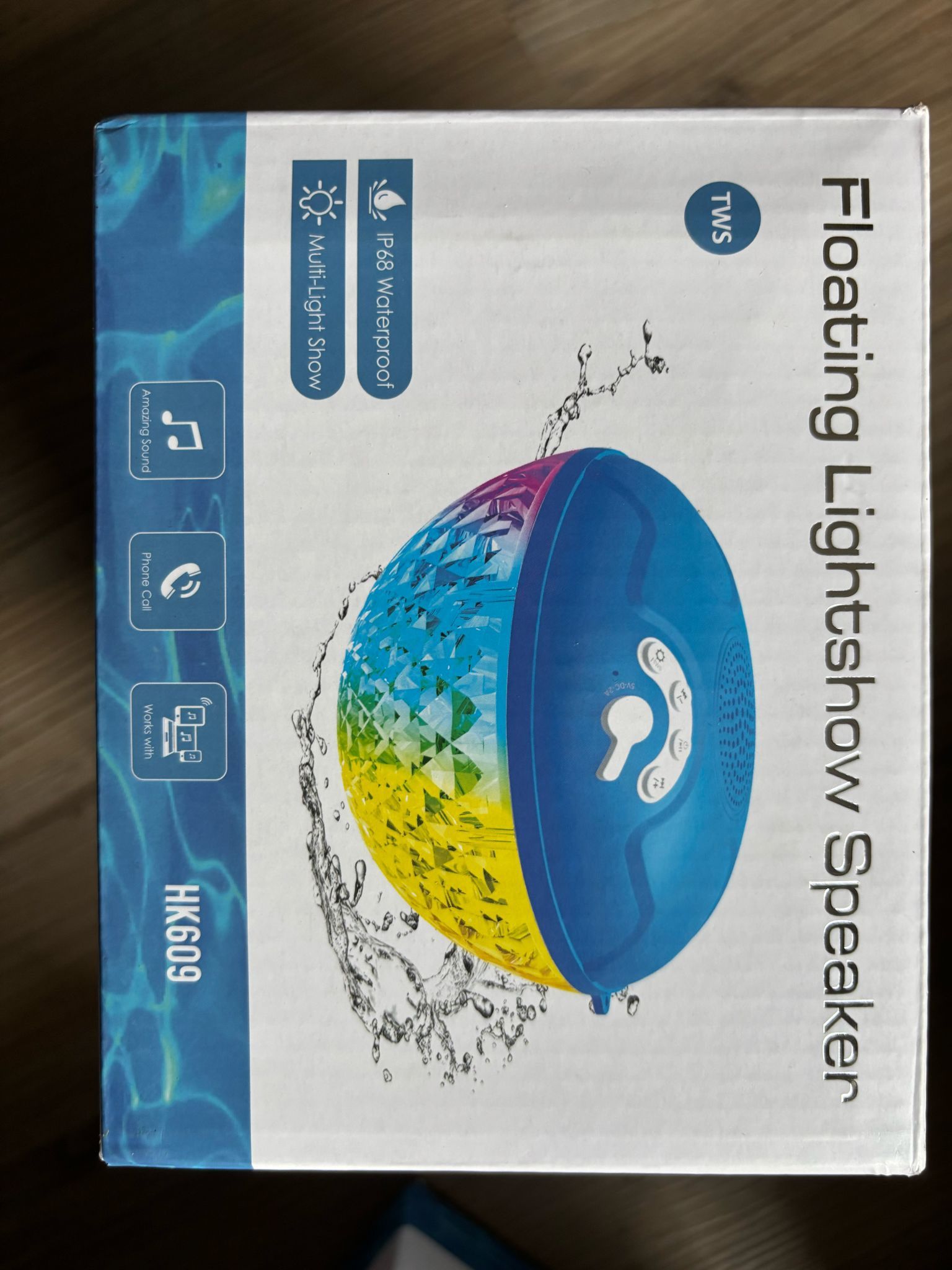 Floating Pool Speaker with Lights, IP68 Waterproof Bluetooth Speakers for Pool, 10W HD Stereo Loud Sound, Built-in Mic Floating Speakers for Pool, Hot