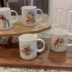 Vintage 1987 Fishing Themed Norman Rockwell Museum Collection 10oz Coffee Cups