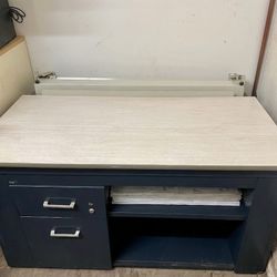 Vintage Hamilton Industrial Drafting Desk – Mid-Century Steel with Vemco V-Track