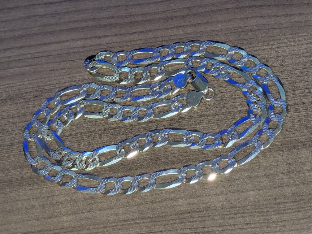 24" 925 Diamond Cut Figaro Silver Chain