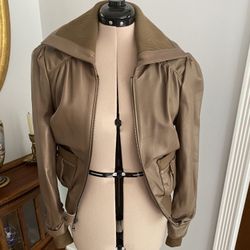 Pearlized Taupe Leather Jacket