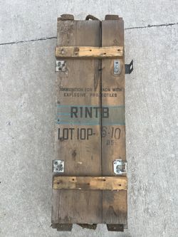 Vintage Military Wooden Ammunition Crate Dated January 1954