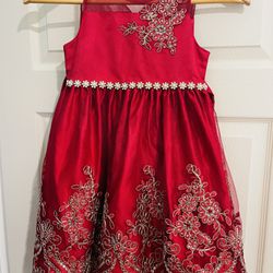 Girls Sz 6 Red American Princess Dress with Gold Embellishments