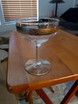 Gold Leaf trim Champagne Goblets