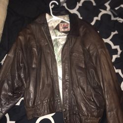 Leather Flight Jacket With Map Interior 