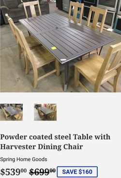 Powder coated steel Table with Harvester Dining Chair