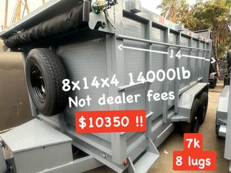Dump trailer 8x14x4 14000lb $10350 cash not dealer fees