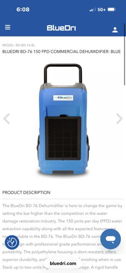 Bluedri 76/p Dehumidifier