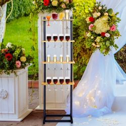 wine glass stand metal/wooden for 32 glasses wine, champagne glass stand 
