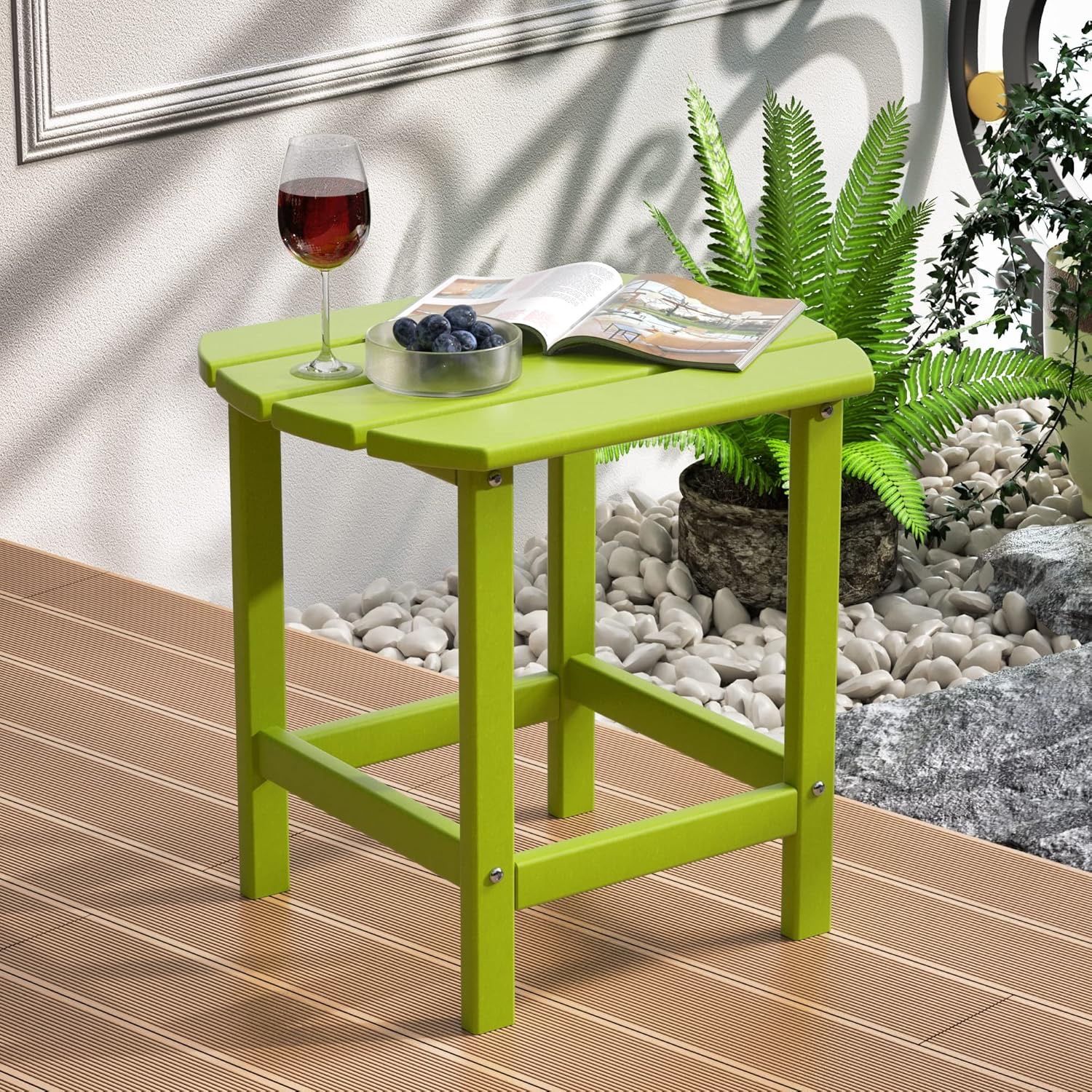 Patio Adirondack Side Table, Outdoor End Tables All-Weather Resistant HDPE Humidity-Proof Long Time Use for Deck, Lawn,Garden, Porch, Backyard End Tab