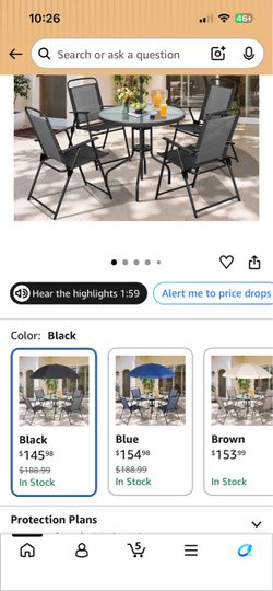Patio 4 chairs and glass table with umbrella