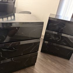 🖤 Modern Black Marble Nightstands – Sleek & Stylish 🖤