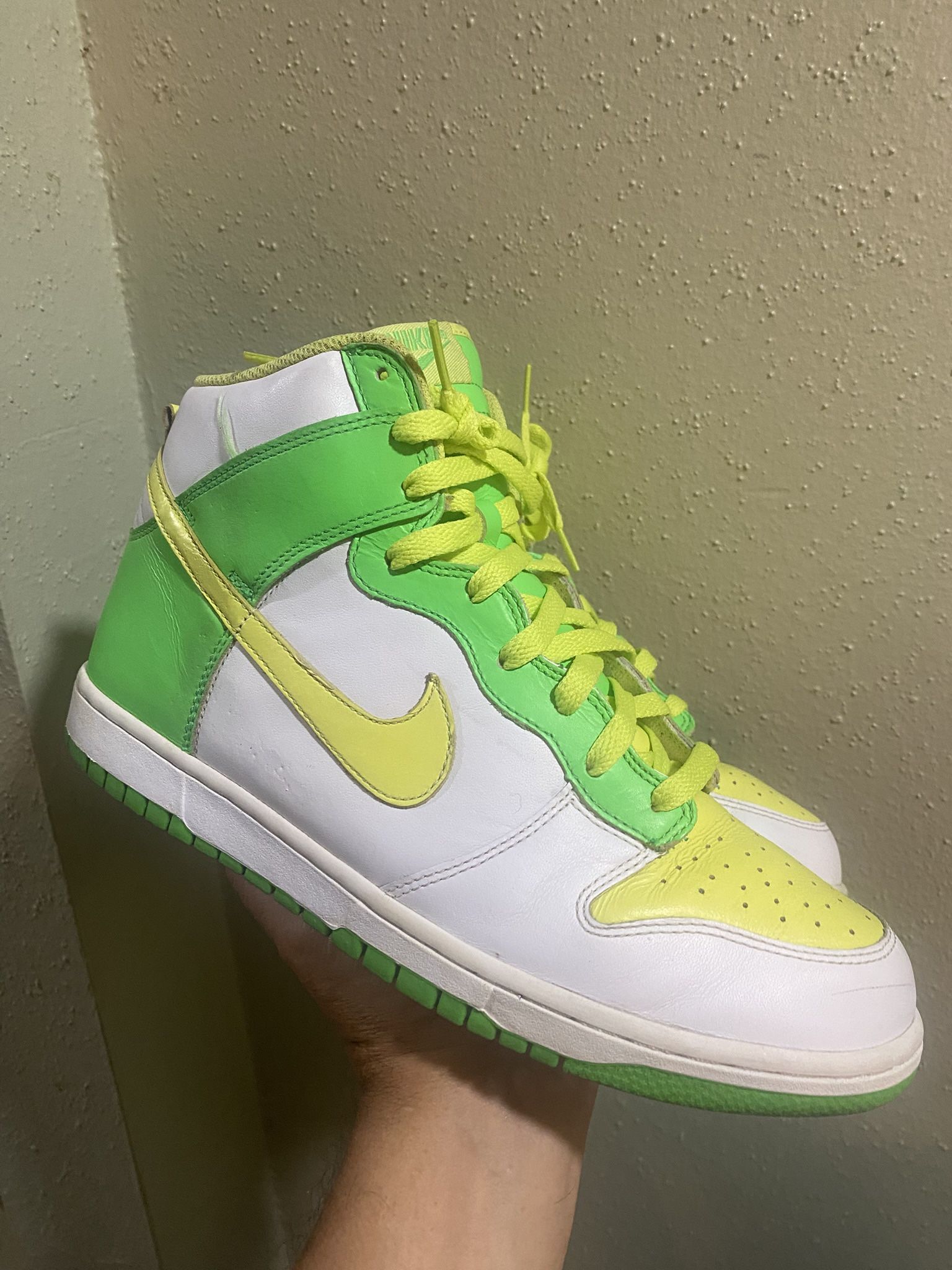 Nike Dunk High Premium White Lemon Green “2007” Authentic,Size 10.5