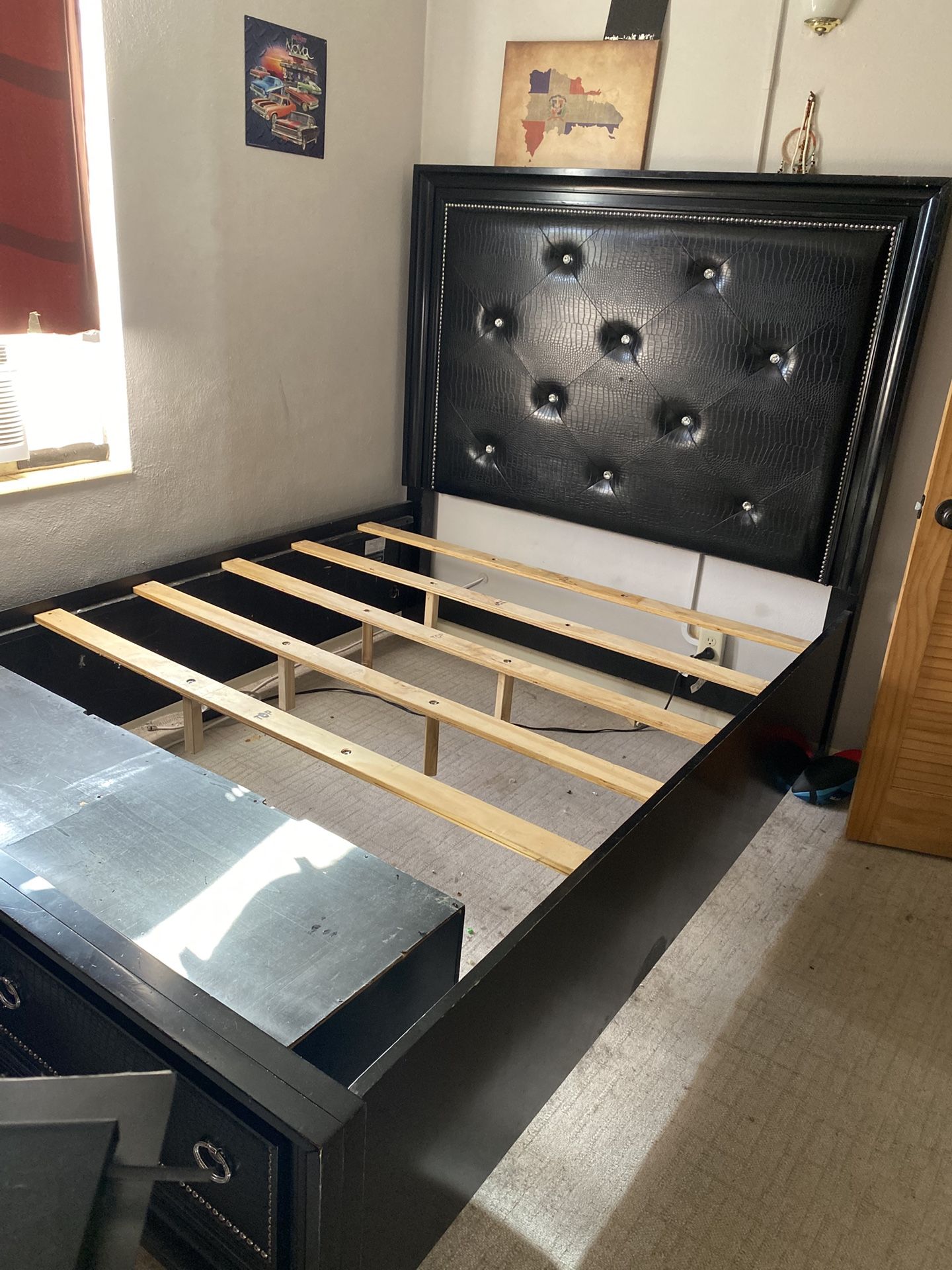 Black Wood Queen Bed Frame