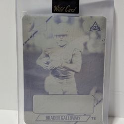 2021 Leaf Pro Set College Football Braden Galloway 1/1 Black Printing Plate Rookie TE