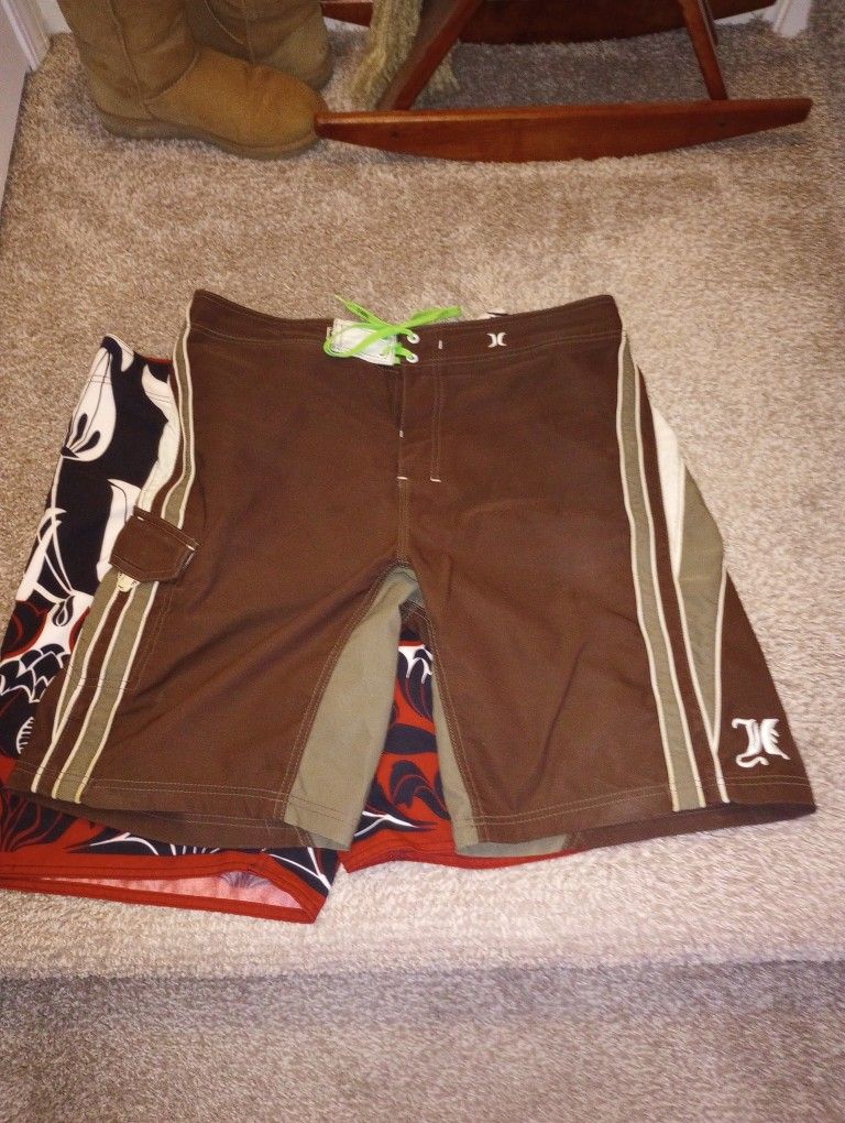 Brown Hurley Board Shorts & Stylish Quick Silver Edition Board Shorts
