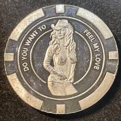 1oz Vintage Silver Poker Chips With Cowgirls 