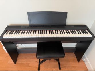 Yamaha P105B 88-Key Weighted Digital Piano Bundle (Stand, Bench, Pedals)